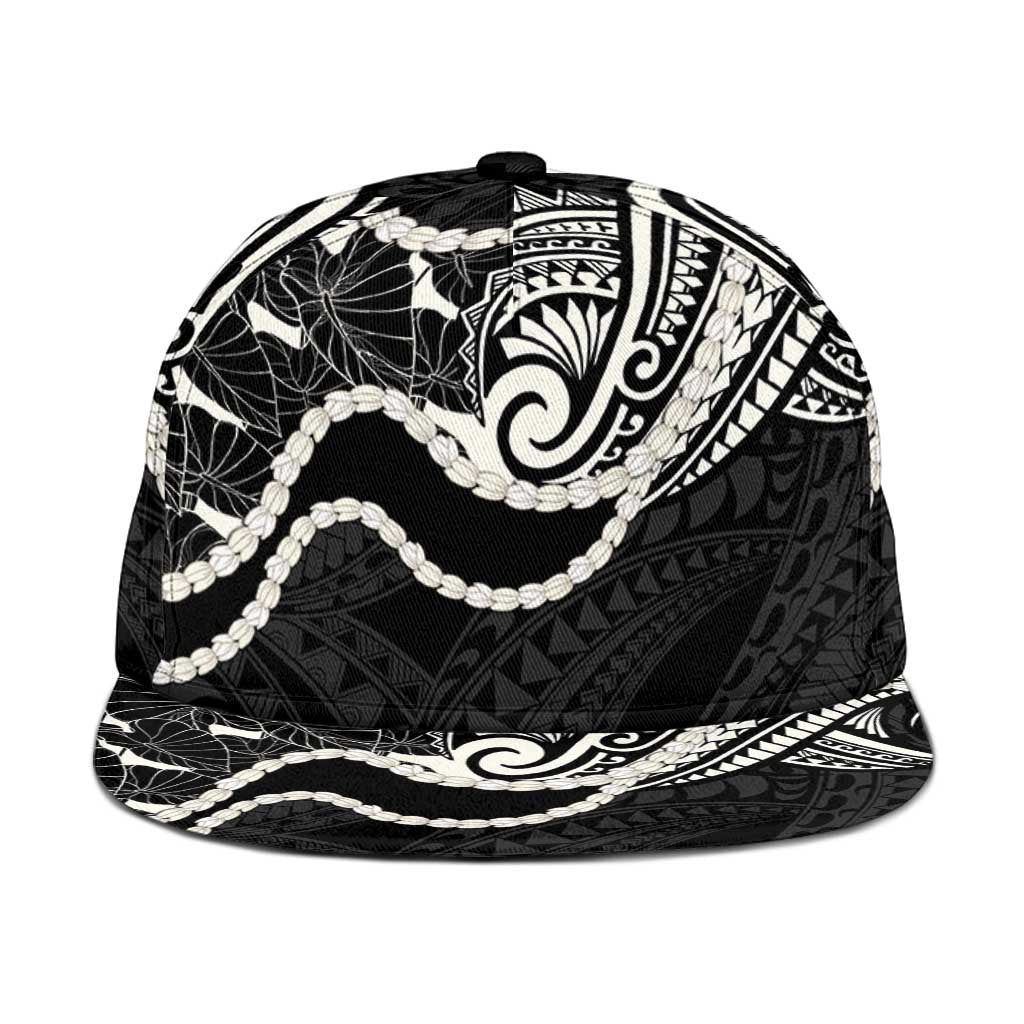 Aloha Hawaii Kalo Pikake Lei Snapback Cap Chest Tattoo Black Hawaiian Pattern LT14 One Size Black - Polynesian Pride