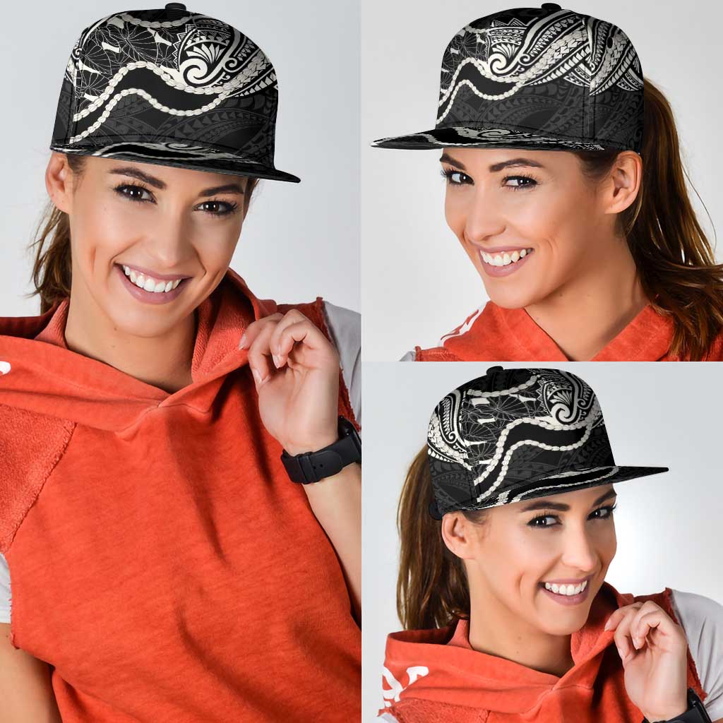 Aloha Hawaii Kalo Pikake Lei Snapback Cap Chest Tattoo Black Hawaiian Pattern LT14 - Polynesian Pride
