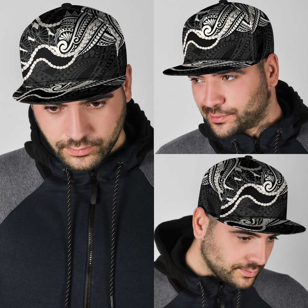 Aloha Hawaii Kalo Pikake Lei Snapback Cap Chest Tattoo Black Hawaiian Pattern LT14 - Polynesian Pride