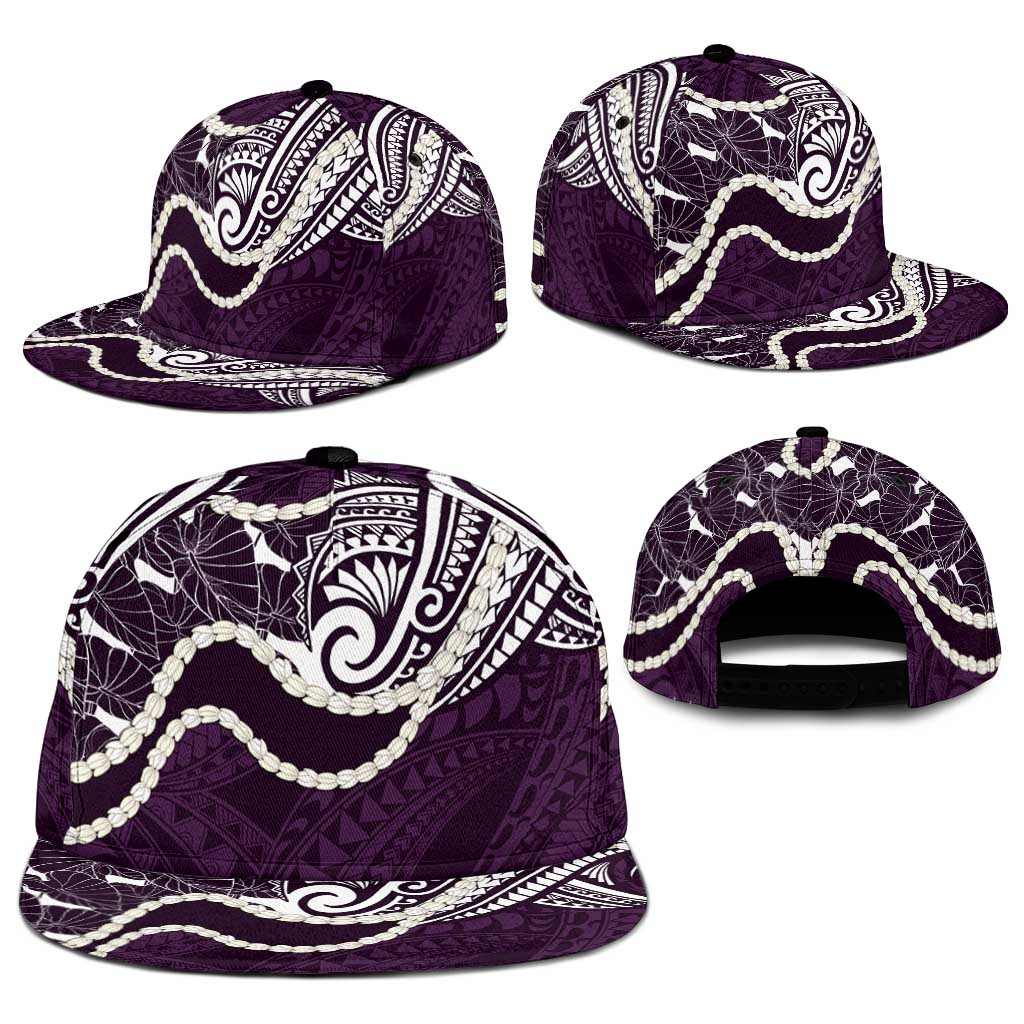 Aloha Hawaii Kalo Pikake Lei Snapback Cap Chest Tattoo Purple Hawaiian Pattern LT14 - Polynesian Pride