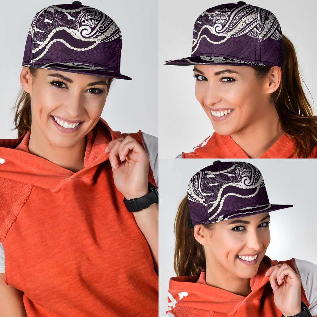 Aloha Hawaii Kalo Pikake Lei Snapback Cap Chest Tattoo Purple Hawaiian Pattern LT14 - Polynesian Pride