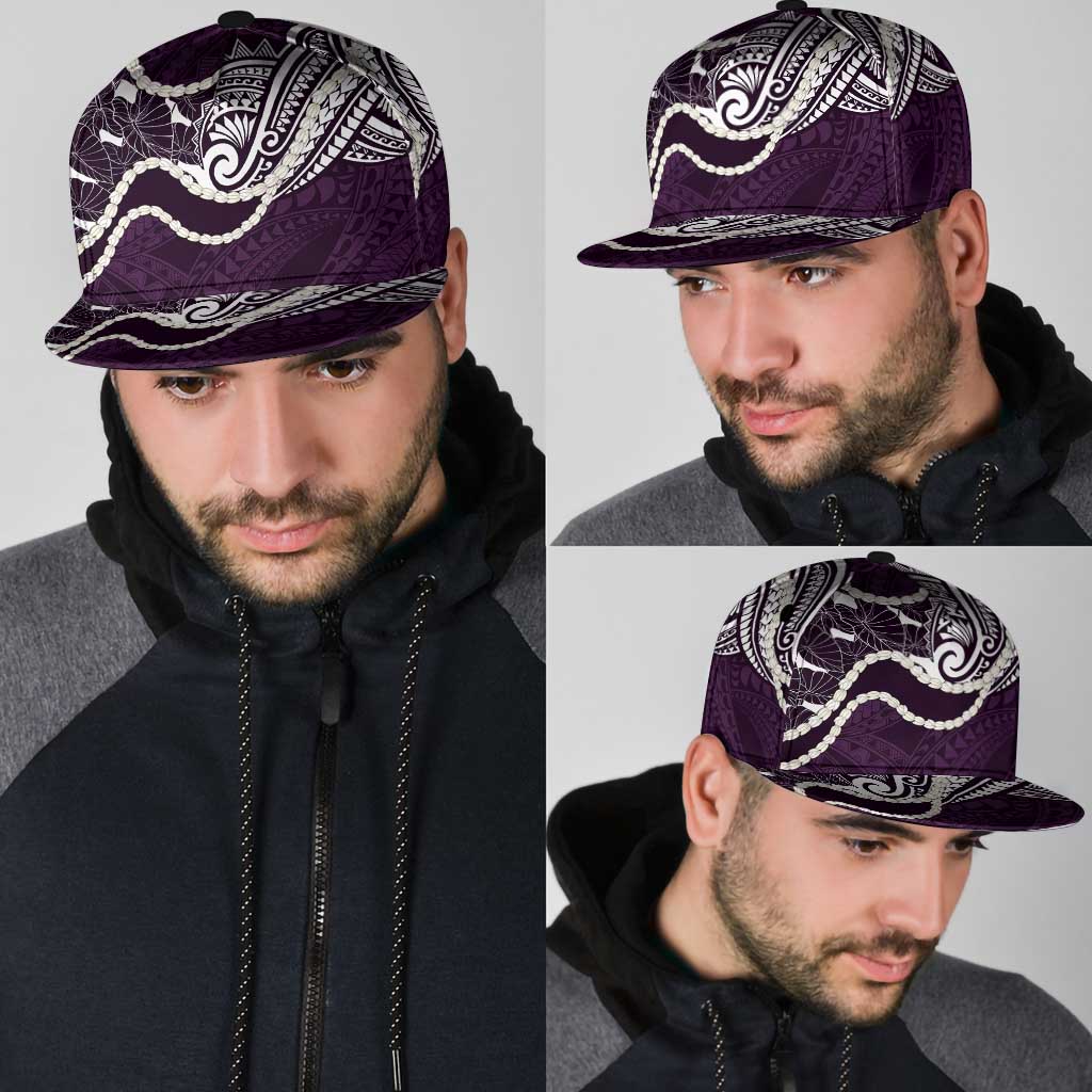 Aloha Hawaii Kalo Pikake Lei Snapback Cap Chest Tattoo Purple Hawaiian Pattern LT14 - Polynesian Pride