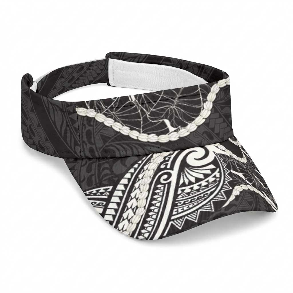 Aloha Hawaii Kalo Pikake Lei Sun Visor Cap Chest Tattoo Black Hawaiian Pattern LT14 Universal Fit Black - Polynesian Pride