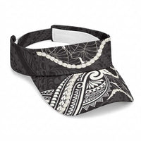 Aloha Hawaii Kalo Pikake Lei Sun Visor Cap Chest Tattoo Black Hawaiian Pattern LT14 Universal Fit Black - Polynesian Pride