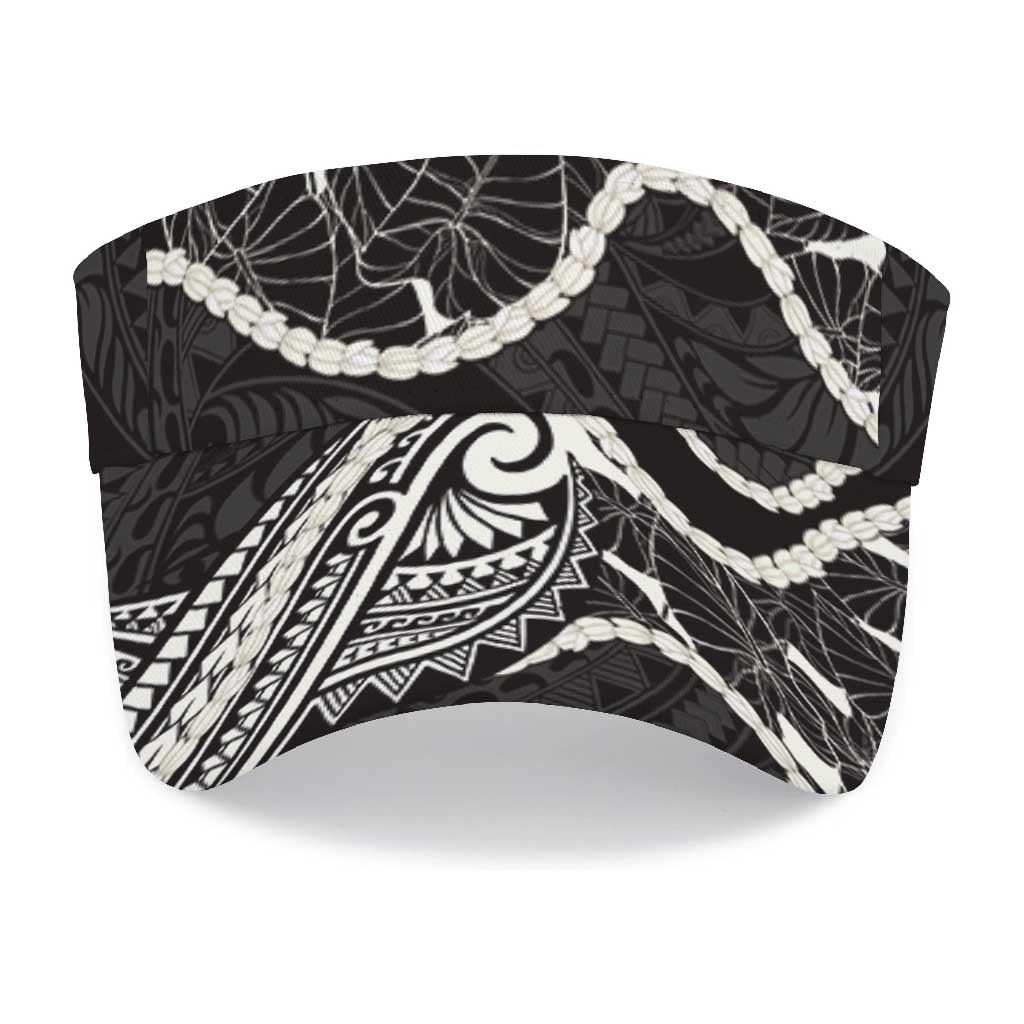 Aloha Hawaii Kalo Pikake Lei Sun Visor Cap Chest Tattoo Black Hawaiian Pattern LT14 - Polynesian Pride
