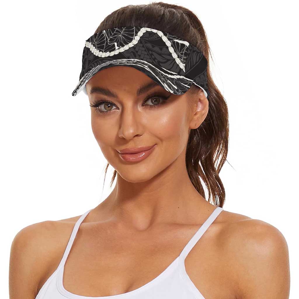 Aloha Hawaii Kalo Pikake Lei Sun Visor Cap Chest Tattoo Black Hawaiian Pattern LT14 - Polynesian Pride