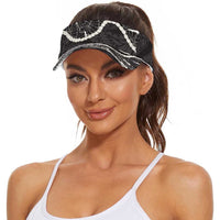 Aloha Hawaii Kalo Pikake Lei Sun Visor Cap Chest Tattoo Black Hawaiian Pattern LT14 - Polynesian Pride