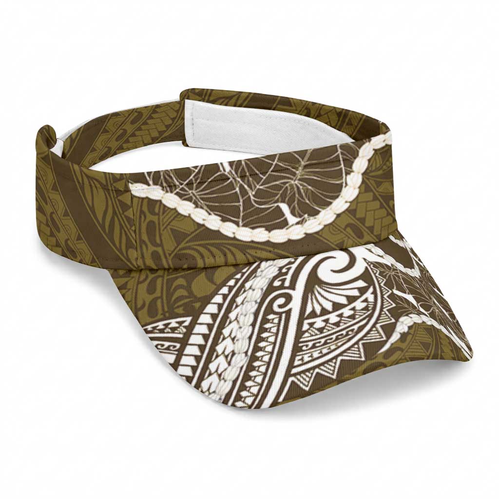 Aloha Hawaii Kalo Pikake Lei Sun Visor Cap Chest Tattoo Gold Hawaiian Pattern LT14 Universal Fit Gold - Polynesian Pride