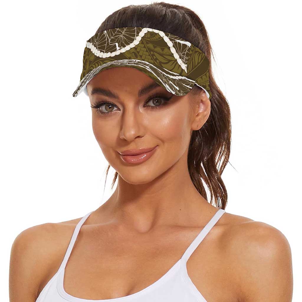 Aloha Hawaii Kalo Pikake Lei Sun Visor Cap Chest Tattoo Gold Hawaiian Pattern LT14 - Polynesian Pride