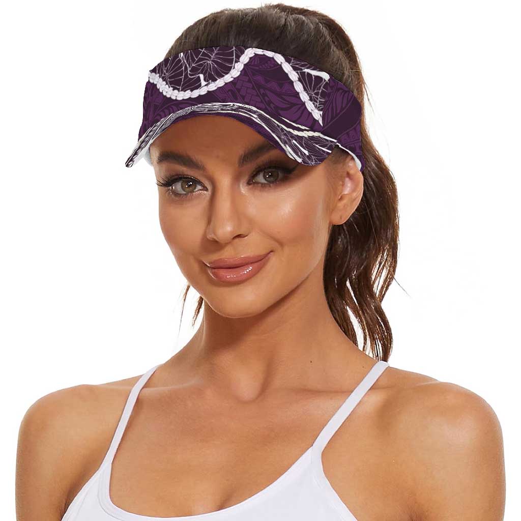 Aloha Hawaii Kalo Pikake Lei Sun Visor Cap Chest Tattoo Purple Hawaiian Pattern LT14 - Polynesian Pride