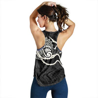 Aloha Hawaii Kalo Pikake Lei Women Racerback Tank Chest Tattoo Black Hawaiian Pattern LT14 - Polynesian Pride