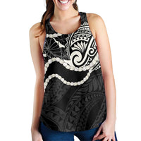 Aloha Hawaii Kalo Pikake Lei Women Racerback Tank Chest Tattoo Black Hawaiian Pattern LT14 - Polynesian Pride