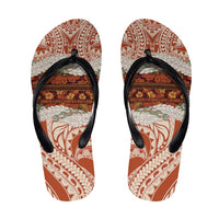 Aloha Hawaii Mikioi Lei Flip Flops Cattail Red Tropical Flower Pattern - Polynesian Pride