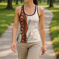 Aloha Hawaii Mikioi Lei Hollow Tank Top Beige Tropical Flower Pattern LT14 - Polynesian Pride