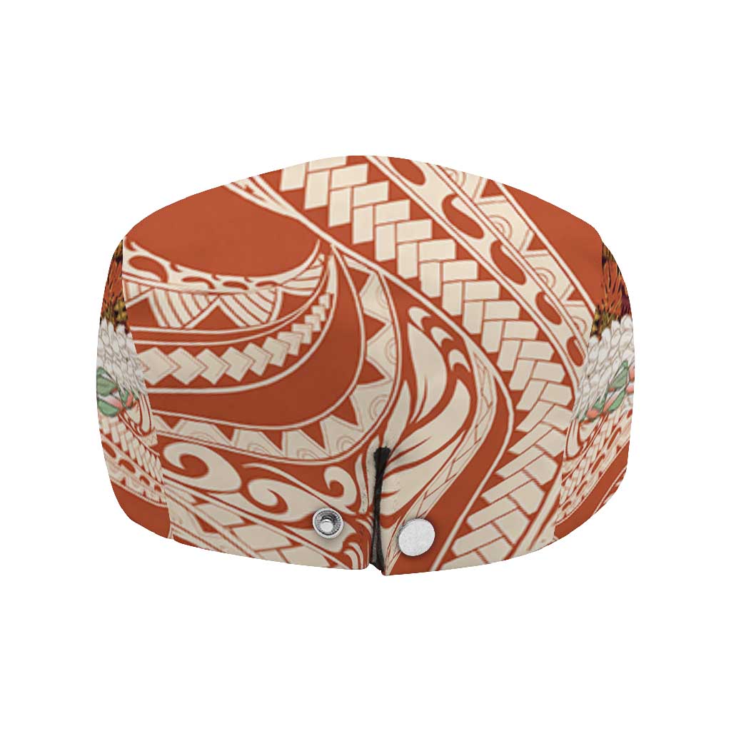 Aloha Hawaii Mikioi Lei Jeff Hat Cattail Red Tropical Flower Pattern - Polynesian Pride