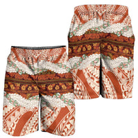 Aloha Hawaii Mikioi Lei Shorts for Men Cattail Red Tropical Flower Pattern LT14 - Polynesian Pride