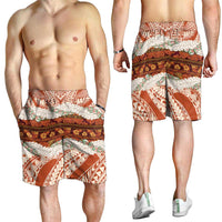 Aloha Hawaii Mikioi Lei Shorts for Men Cattail Red Tropical Flower Pattern LT14 - Polynesian Pride