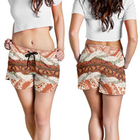 Aloha Hawaii Mikioi Lei Shorts for Women Cattail Red Tropical Flower Pattern LT14 - Polynesian Pride