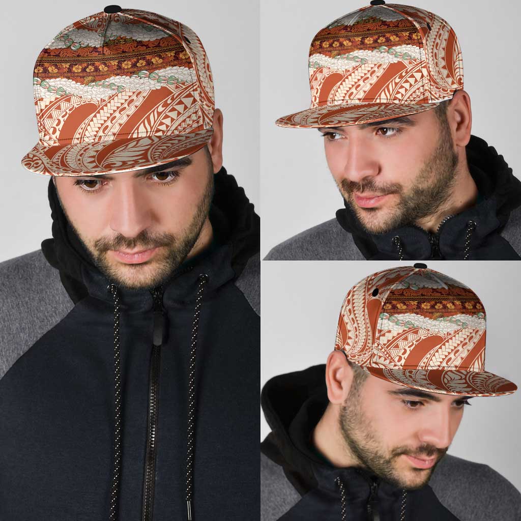 Aloha Hawaii Mikioi Lei Snapback Cap Cattail Red Tropical Flower Pattern - Polynesian Pride