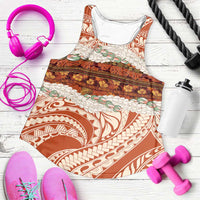 Aloha Hawaii Mikioi Lei Women Racerback Tank Cattail Red Tropical Flower Pattern - Polynesian Pride