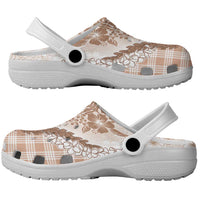 Aloha Hawaii Palaka Clogs Shoes Beige Plumeria Lei LT05 - Polynesian Pride