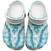 Aloha Hawaii Palaka Clogs Shoes Blue Plumeria Lei LT05 Blue - Polynesian Pride