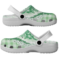Aloha Hawaii Palaka Clogs Shoes Green Plumeria Lei LT05 - Polynesian Pride