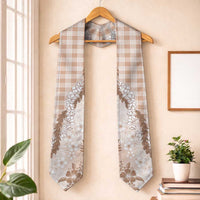 Aloha Hawaii Palaka Graduation Stole Beige Plumeria Lei LT05 One Size Beige - Polynesian Pride