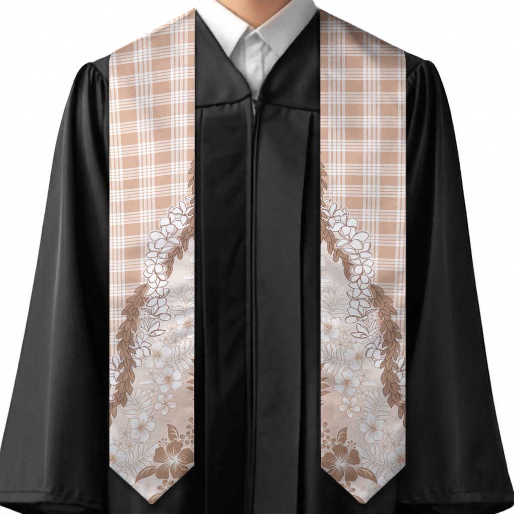 Aloha Hawaii Palaka Graduation Stole Beige Plumeria Lei LT05 - Polynesian Pride