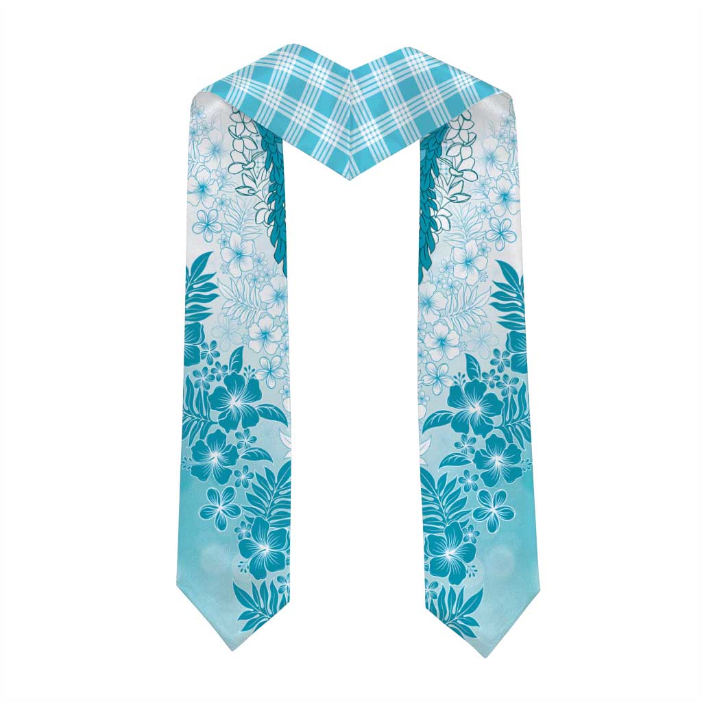 Aloha Hawaii Palaka Graduation Stole Blue Plumeria Lei LT05 - Polynesian Pride
