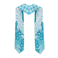 Aloha Hawaii Palaka Graduation Stole Blue Plumeria Lei LT05 - Polynesian Pride