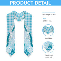 Aloha Hawaii Palaka Graduation Stole Blue Plumeria Lei LT05 - Polynesian Pride