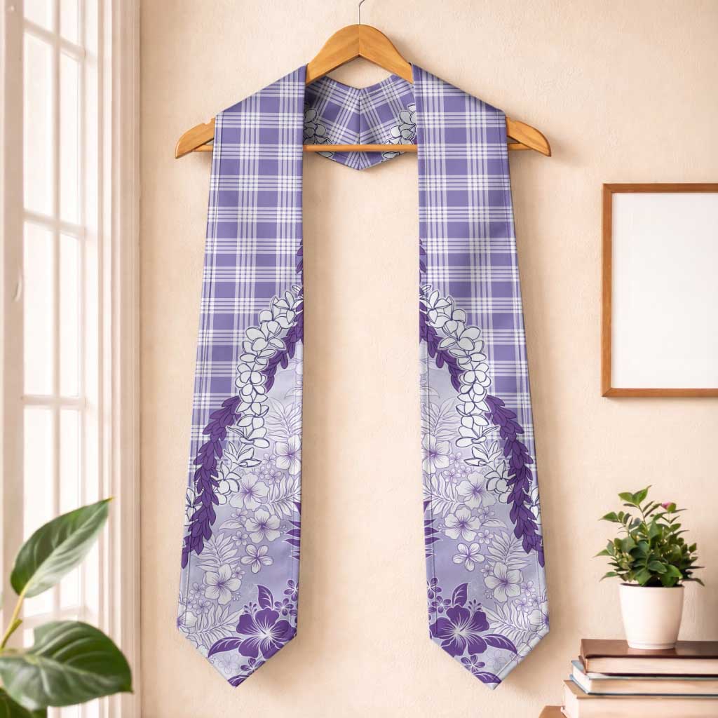 Aloha Hawaii Palaka Graduation Stole Purple Plumeria Lei LT05 One Size Purple - Polynesian Pride