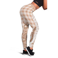 Aloha Hawaii Palaka Leggings Beige Plumeria Lei LT05 - Polynesian Pride