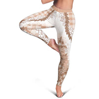 Aloha Hawaii Palaka Leggings Beige Plumeria Lei LT05 - Polynesian Pride