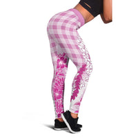 Aloha Hawaii Palaka Leggings Pink Plumeria Lei LT05 - Polynesian Pride