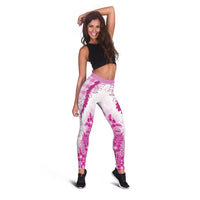 Aloha Hawaii Palaka Leggings Pink Plumeria Lei LT05 - Polynesian Pride