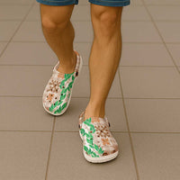 Aloha Hawaii Palaka Tuberose Lei Clogs Shoes Hawaiian Quilt Seamless Style - Polynesian Pride