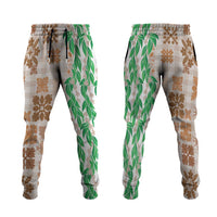 Aloha Hawaii Palaka Tuberose Lei Jogger Pants Hawaiian Quilt Seamless Style - Polynesian Pride