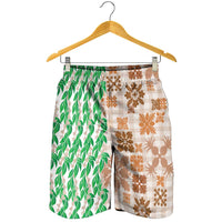 Aloha Hawaii Palaka Tuberose Lei Shorts for Men Hawaiian Quilt Seamless Style - Polynesian Pride