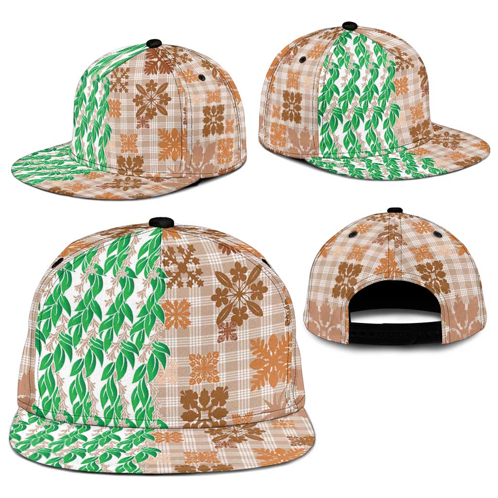 Aloha Hawaii Palaka Tuberose Lei Snapback Cap Hawaiian Quilt Seamless Style - Polynesian Pride