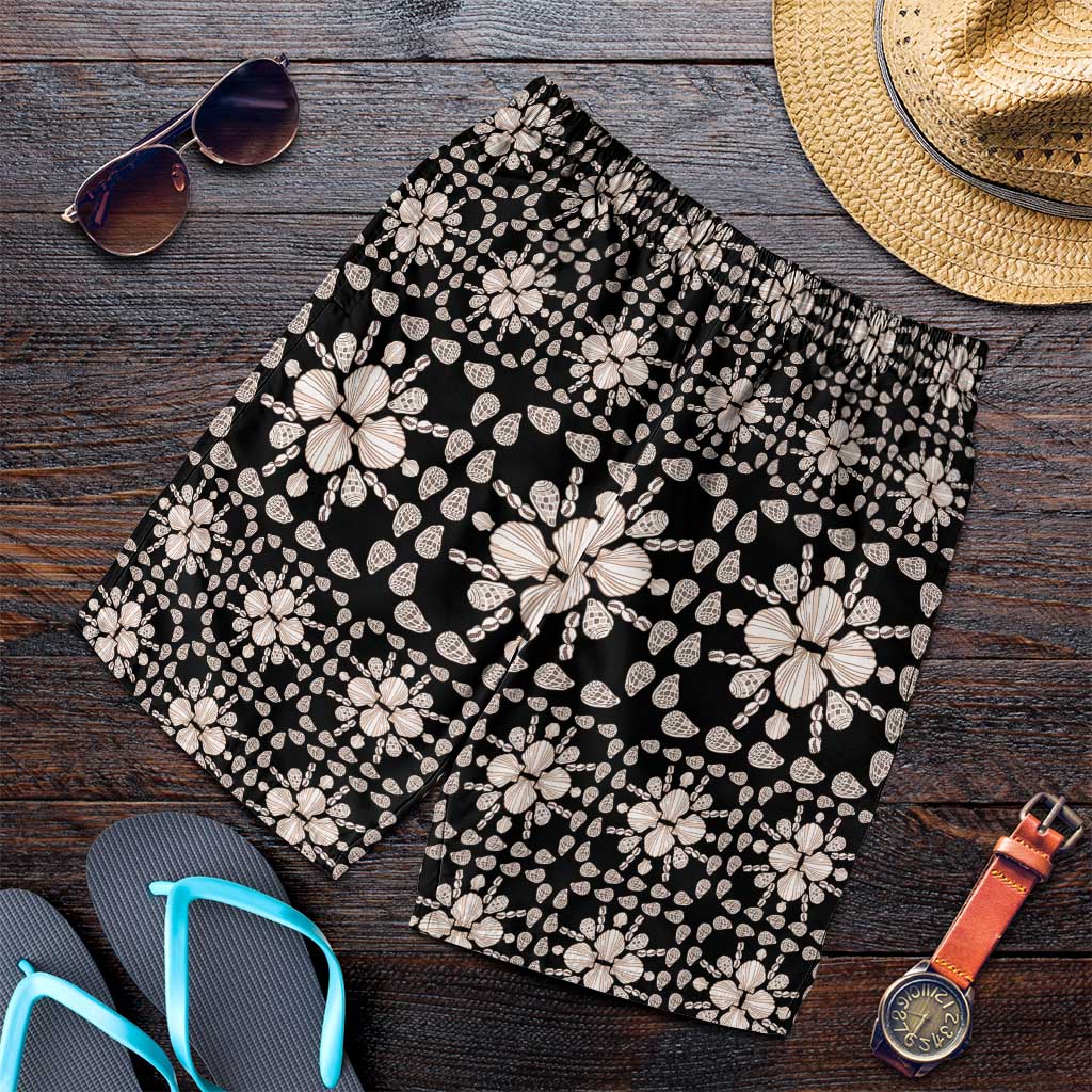 Aloha Hawaii Shell Quilt Shorts for Men Seamless Style LT14 Black - Polynesian Pride