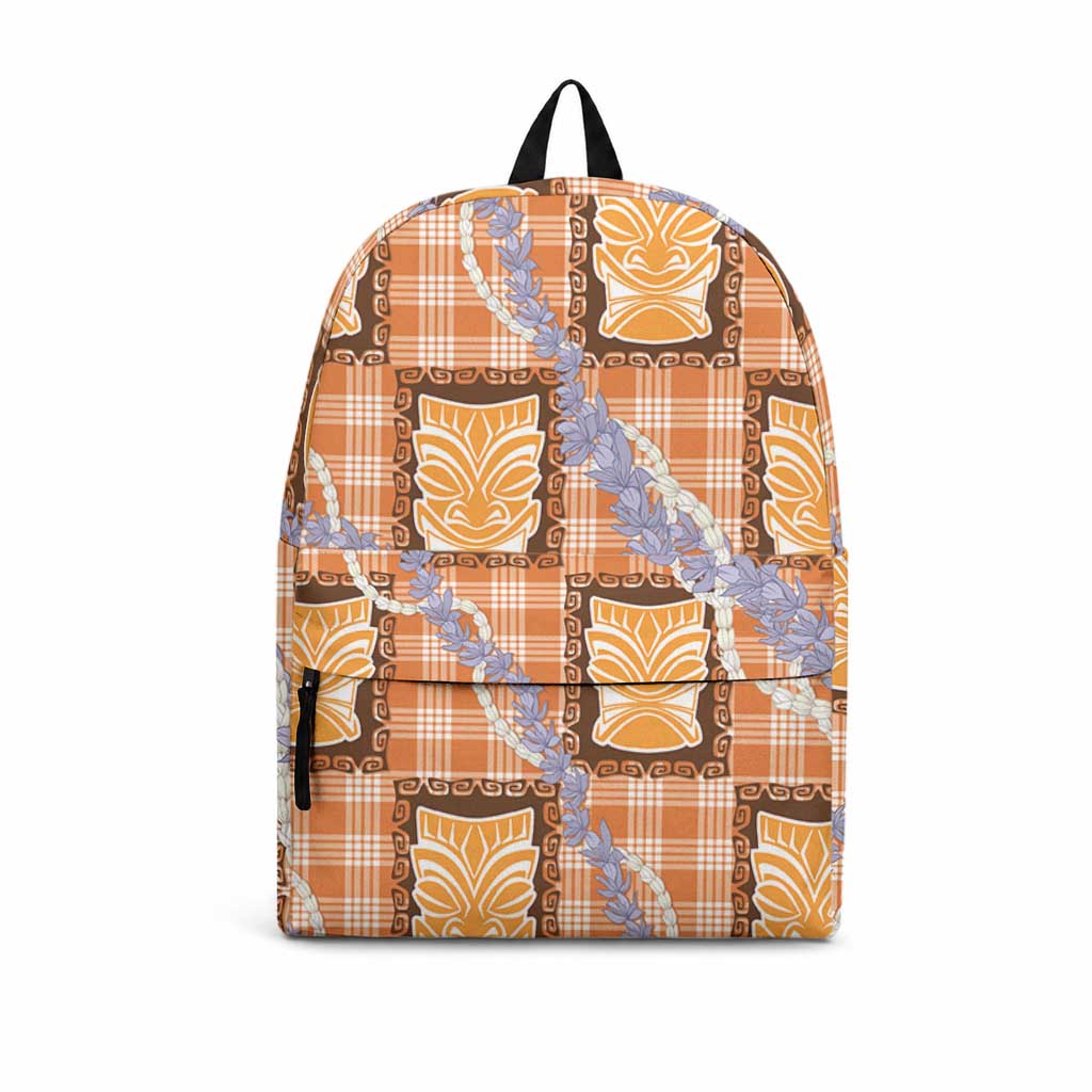 Aloha Hawaii Tiki Palaka Motifs Backpack Honohono Lei Orange Elegant Vibes LT14 Orange - Polynesian Pride