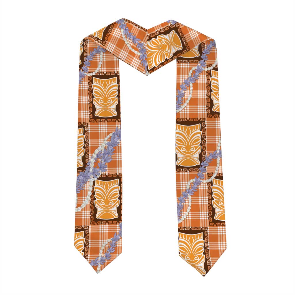 Aloha Hawaii Tiki Palaka Motifs Graduation Stole Honohono Lei Orange Elegant Vibes LT14 - Polynesian Pride