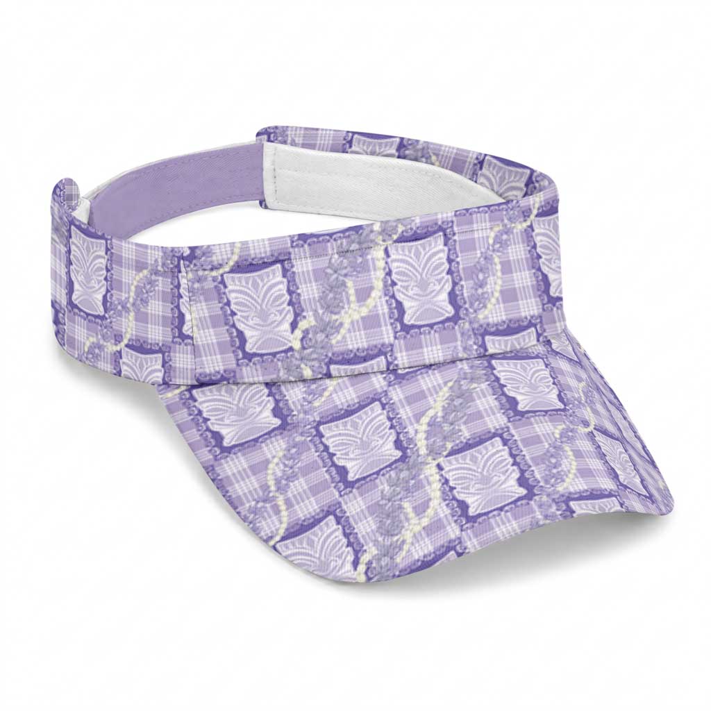 Aloha Hawaii Tiki Palaka Motifs Sun Visor Cap Honohono Lei Purple Elegant Vibes LT14 Universal Fit Purple - Polynesian Pride