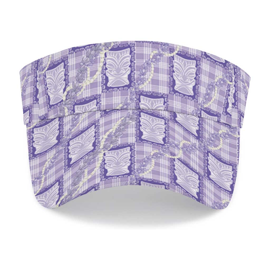 Aloha Hawaii Tiki Palaka Motifs Sun Visor Cap Honohono Lei Purple Elegant Vibes LT14 - Polynesian Pride