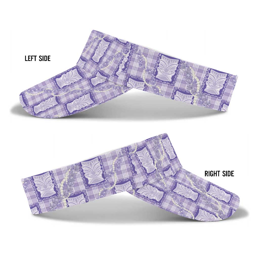 Aloha Hawaii Tiki Palaka Motifs Sun Visor Cap Honohono Lei Purple Elegant Vibes LT14 - Polynesian Pride
