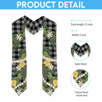 Aloha Puakenikeni Anthurium Pikake Lei Graduation Stole Black Hawaiian Palaka Pattern