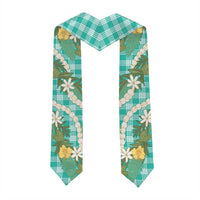 Aloha Puakenikeni Anthurium Pikake Lei Graduation Stole Marine Hawaiian Palaka Pattern LT9 - Polynesian Pride