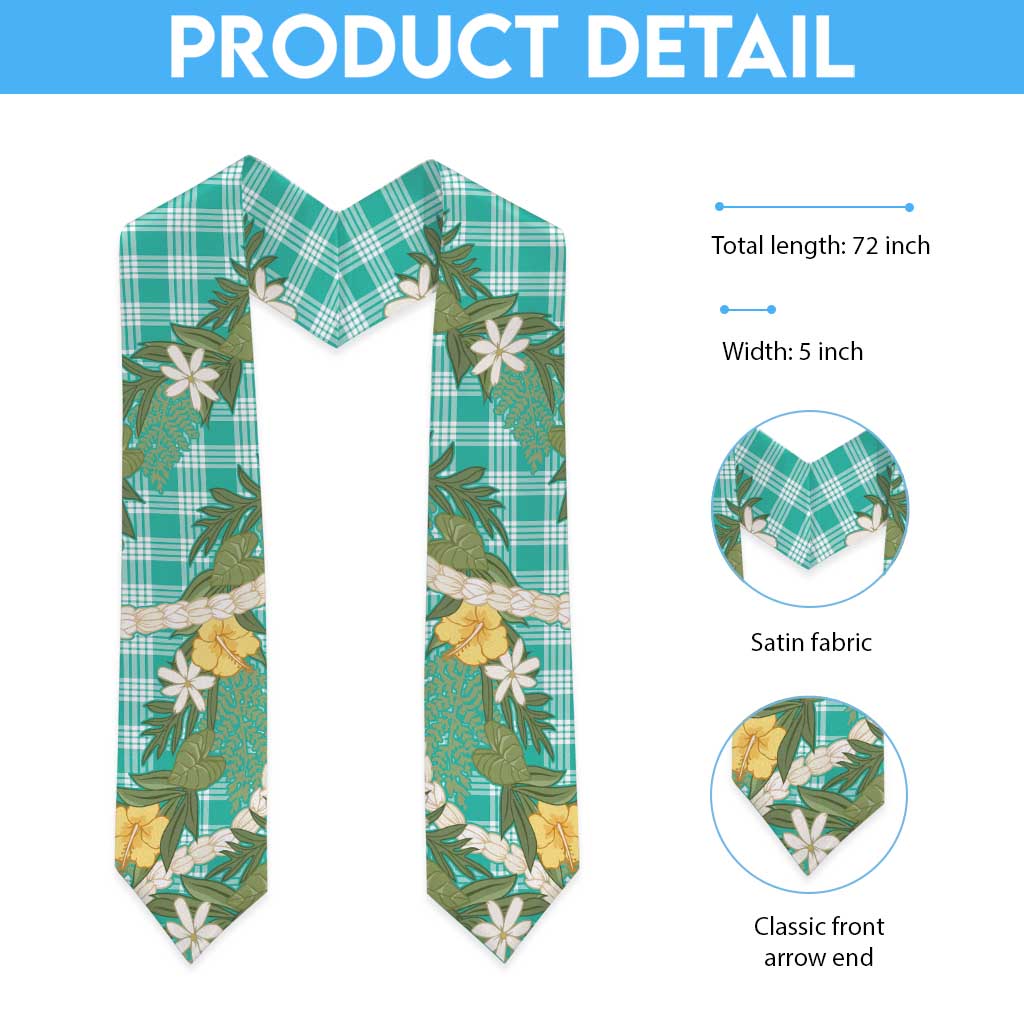 Aloha Puakenikeni Anthurium Pikake Lei Graduation Stole Marine Hawaiian Palaka Pattern LT9 - Polynesian Pride